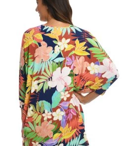 Citrus In The Tropics V-Neck Tunic Tops