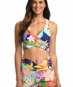 Citrus In The Tropics Reversible Wrap Front Crop Top