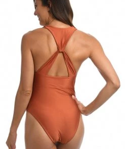 Citrus On The Spot Reversible Knotted One Piece