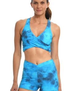 Citrus Head In The Clouds Reversible Wrap Front Crop Top