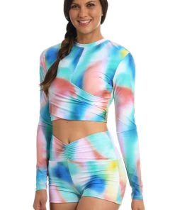 Citrus Sunset Tide Cropped Rashguard