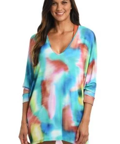 Citrus Sunset Tide V-Neck Tunic