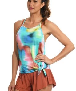 Citrus Sunset Tide High Neck Tank Top
