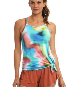 Citrus Sunset Tide High Neck Tank Top