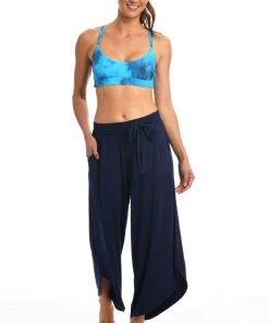 Citrus Lounge Around Jersey Draped Culottes Bottoms