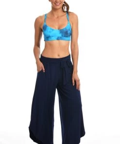 Citrus Lounge Around Jersey Draped Culottes Bottoms