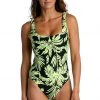 Citrus Abstract Palm Reversible Over-The-Shoulder One Piece One-Piece
