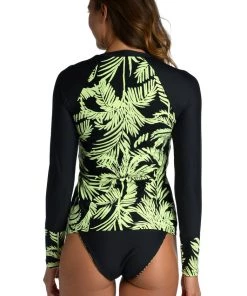 Citrus Abstract Palm Half Zip Rashguard