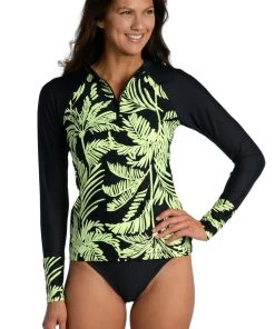 Citrus Abstract Palm Half Zip Rashguard