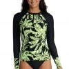 Citrus Abstract Palm Half Zip Rashguard