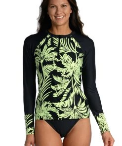 Citrus Abstract Palm Half Zip Rashguard