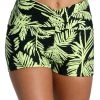 Citrus Bottoms Abstract Palm Reversible Mid-Waist Bike Short