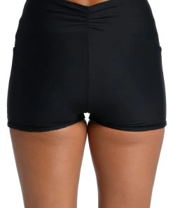 Citrus Bottoms Abstract Palm Reversible Mid-Waist Bike Short