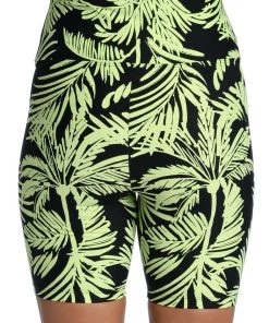 Citrus Bottoms Abstract Palm High-Waist Bike Short
