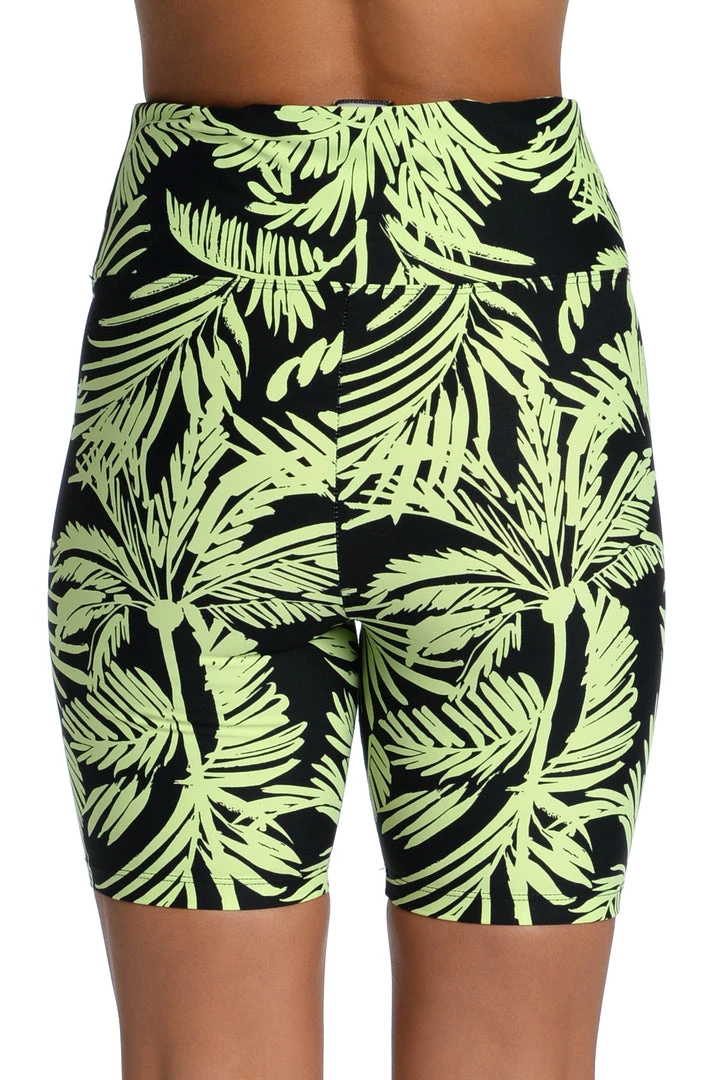 Citrus Bottoms Abstract Palm High-Waist Bike Short
