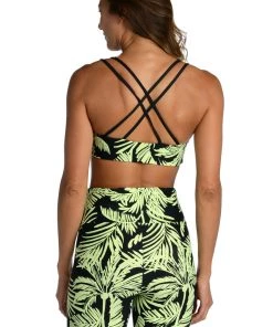 Citrus Bottoms Abstract Palm High-Waist Bike Short