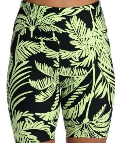 Citrus Bottoms Abstract Palm High-Waist Bike Short