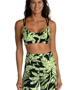 Citrus Bottoms Abstract Palm High-Waist Bike Short