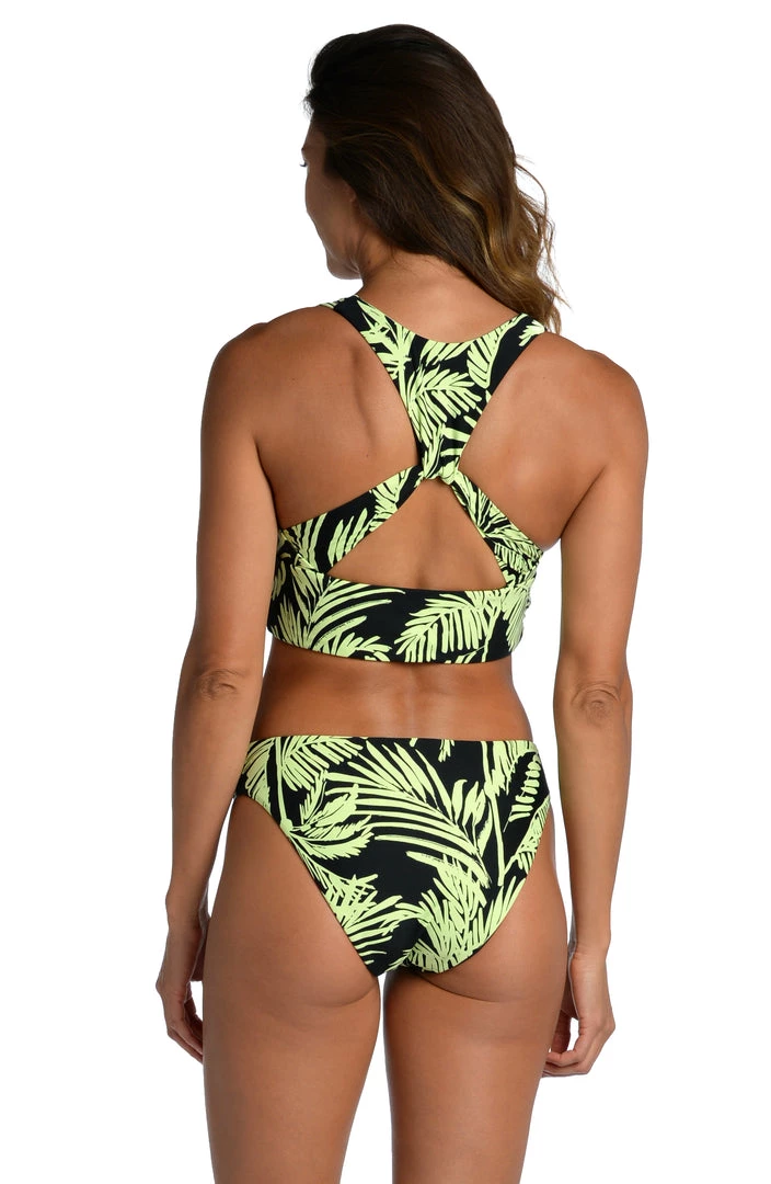 Citrus Tops Abstract Palm Reversible Over-The-Shoulder Wrap Top