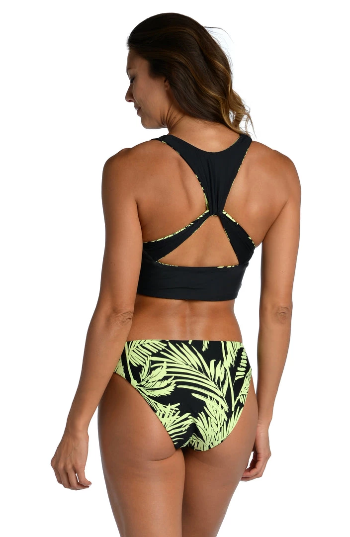 Citrus Tops Abstract Palm Reversible Over-The-Shoulder Wrap Top