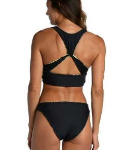 Citrus Tops Abstract Palm Reversible Over-The-Shoulder Wrap Top