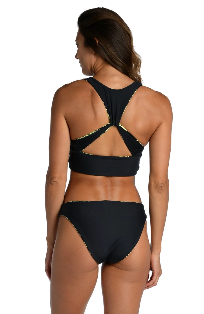 Citrus Tops Abstract Palm Reversible Over-The-Shoulder Wrap Top