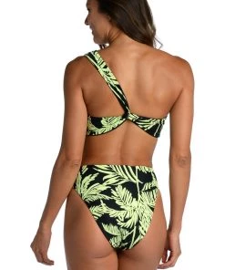 Citrus Abstract Palm Reversible One Shoulder Top Tops