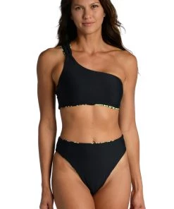 Citrus Abstract Palm Reversible One Shoulder Top Tops