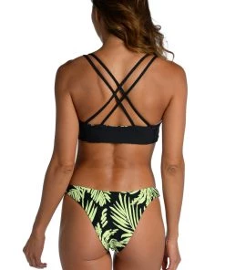 Citrus Tops Abstract Palm Reversible Bralette Top