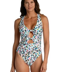 Citrus One-Piece Camo Cheetah Reversible Over-The-Shoulder One Piece
