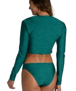 Citrus Ditsy Spot Cropped Rashguard Tops