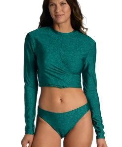 Citrus Ditsy Spot Cropped Rashguard Tops