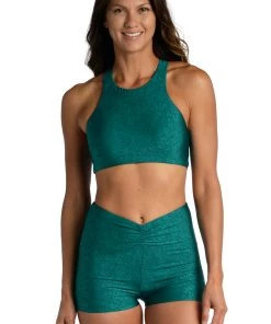 Citrus Ditsy Spot High-Neck Midkini Top Tops