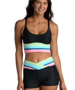 Citrus Colorblock Over-The-Shoulder Midkini Top