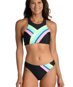 Citrus Tops Colorblock High-Neck Midkini Top