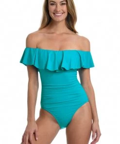 La Blanca Island Goddess Off Shoulder Ruffle One Piece One-Piece