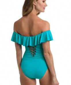 La Blanca Island Goddess Off Shoulder Ruffle One Piece One-Piece