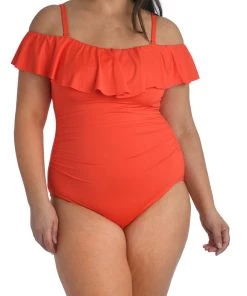 La Blanca Island Goddess Off Shoulder Ruffle One Piece