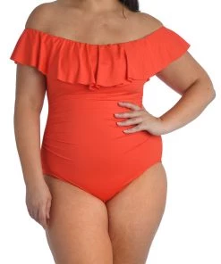 La Blanca Island Goddess Off Shoulder Ruffle One Piece