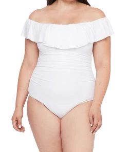 La Blanca Island Goddess Off Shoulder Ruffle One Piece