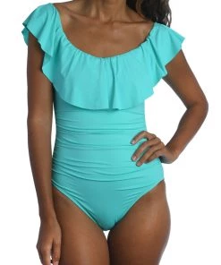 La Blanca One-Piece Island Goddess Off Shoulder Ruffle One Piece