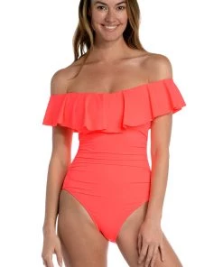 La Blanca Island Goddess Off Shoulder Ruffle One Piece One-Piece