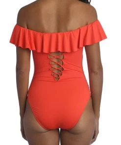 La Blanca Island Goddess Off Shoulder Ruffle One Piece