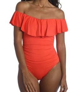 La Blanca Island Goddess Off Shoulder Ruffle One Piece