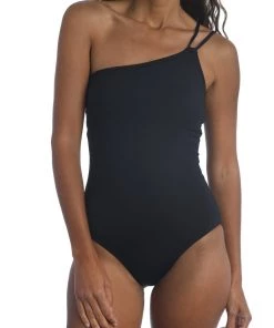 La Blanca Island Goddess Lace Back One Shoulder One Piece