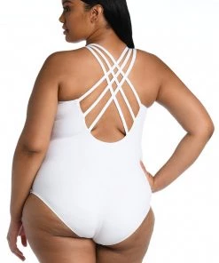 La Blanca Island Goddess Multi-Strap Cross-Back One Piece One-Piece