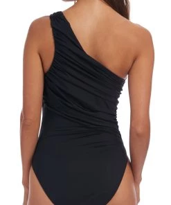 La Blanca Island Goddess Shirred One Shoulder One Piece