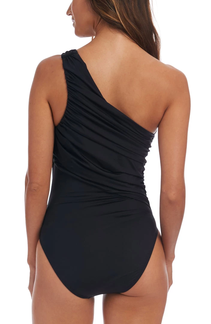La Blanca Island Goddess Shirred One Shoulder One Piece