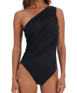 La Blanca Island Goddess Shirred One Shoulder One Piece