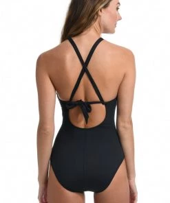 La Blanca Island Goddess High Neck Keyhole One Piece